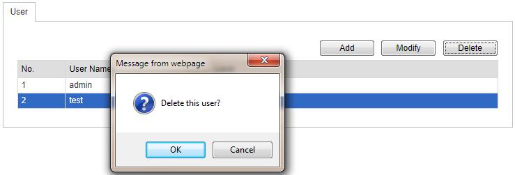 Left-click the user name you want to delete and click.
