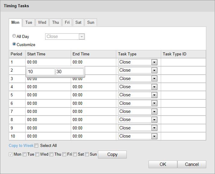 26 Figure 5-5 Edit the Schedule and Task Type (2) Choose the day you want to set the task schedule.
