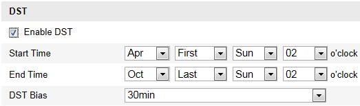 From the Time Zone drop-down menu as shown in Figure 6-5, select the Time Zone in which the speed dome locates.