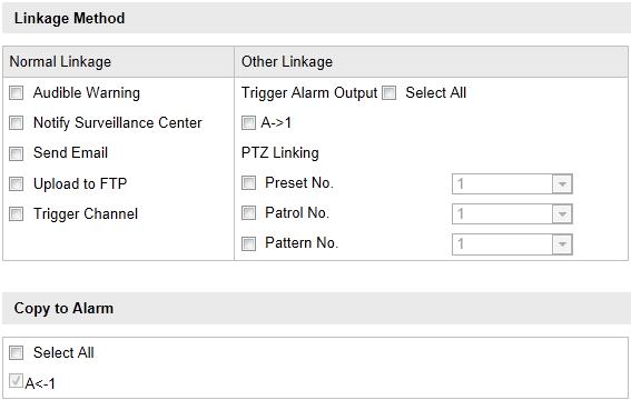 Advidia A200 User Manual 71 Figure 6-45 Linkage Method 6.6.5 Configuring Alarm Output 1. Enter the Alarm Output Settings interface: Configuration>Advanced Configuration> Events > Alarm Output 2.