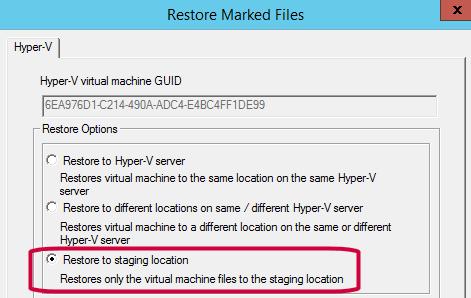 Back up and restore Hyper-V The BAR interface may list Hyper-V snapshot files when you browse to restore Hyper-V VM files 114 However, in the following case you must decide whether to restore the