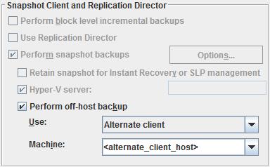 Configure NetBackup policies for Hyper-V Configuring alternate client backup of virtual machines 38 The primary client and alternate client must run the same version of NetBackup.