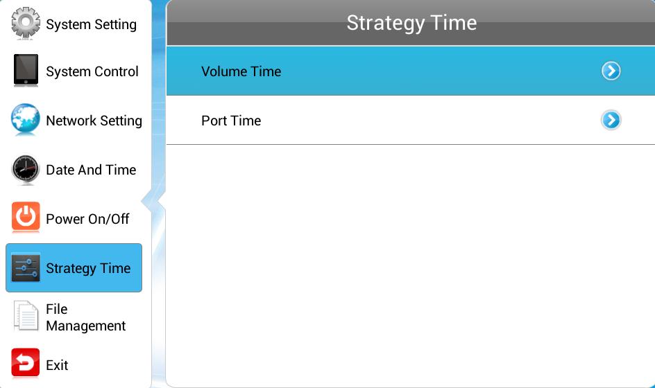 1.7.5 Timer Strategy This feature allows you to schedule your screen to play at different volumes at