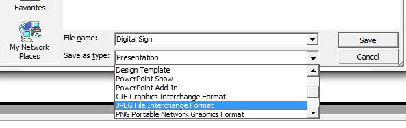 4. F.A.Qs and Troubleshooting Guide 4.1 How do I play PowerPoint presentations on my display? 4.1.1 Option 1 (for plain slides with no animation): You can save the PowerPoint presentation as a JPEG File Interchange Format (.
