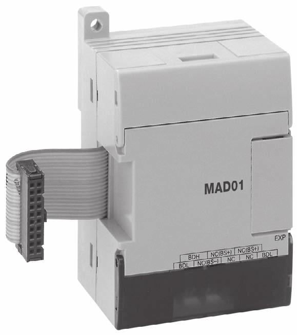 CPM1A-MAD@1 Analog I/O units Handles 2 Analog Inputs and 1 Analog Output Resolution: up to 1/6000 Conversion time: up to 2 ms per point Specifications General Item CPM1A-MAD01 CPM1A-MAD11 Voltage I/O