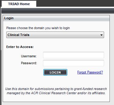 Login to Clinical Trials Domain Domain