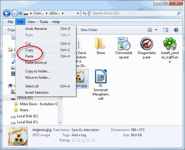 Navigate to the location (folder in local drive or online storage drive) into which you want to copy or move the item.