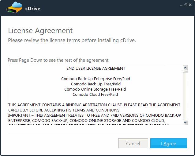 After downloading the ccloud Drive client setup file to your local hard drive, double click on Setup.exe to start the installation wizard.