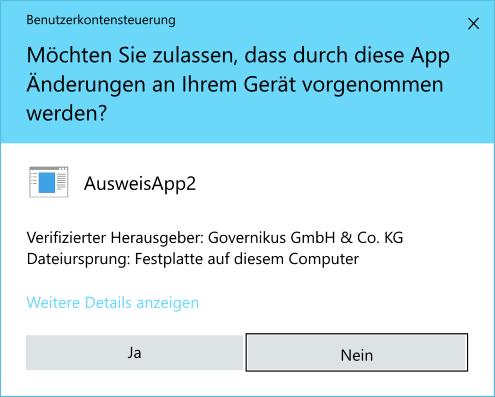 Fig. 27: User account control AusweisApp2 will be uninstalled from your computer.