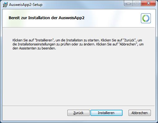 Fig. 4: Start installation Note: Installing AusweisApp2 requires administrator rights.