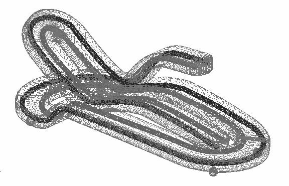 výrazne stužená. Jednotlivé rúrky sú rozdelené tak, aby bol každý ohyb v jednej rovine, a aby manipulácia s jednotlivými prvkami pri ohýbaní bola menej náročná. Ohyby sú spájané spojkami (obr.
