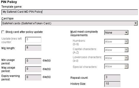 The Support SSO check box configures the PIN policy, if enabled, to support the feature whereby a user needs to enter their PIN once only during a card session as long as the smart card is not