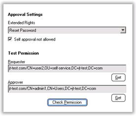 Select the Extended Rights configured from the available drop down list and enable Self approval not allowed if it is required that all unblock PIN requests require approval from