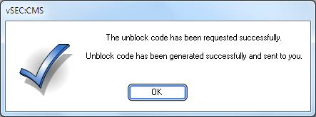 The user will need to click the Request unblock code button and depending on what option is configured for User Authentication for PIN Unblock the user will be prompted to present their