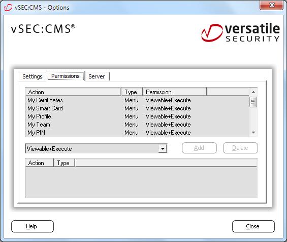 From the Permissions tab it is possible to configure the functionality available from the USS application.