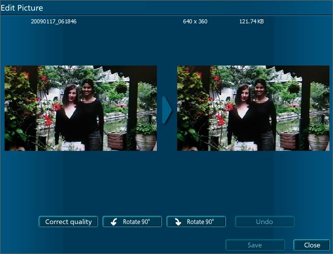 Editing is also possible by right-clicking the thumbnail and selecting [Edit Picture]. Photo after editing Undo Rotate right 90º Retouch Rotate left 90º 4 Edit the photo. 5 Click [Save].