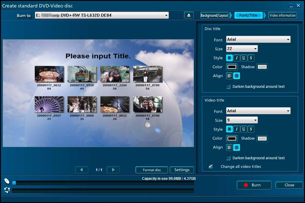 Advanced Features Recording on optical discs and SD cards Recording video content 1 2 3 10 Enter the title. Click the title to enable input. 1 Enter the page title. (Up to 64 single-byte characters.