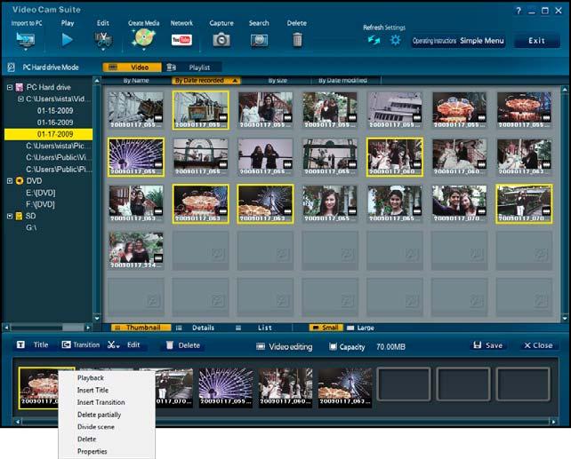 Shortcut menus Other Video editing area menu Authoring area menu [Playback] Verify editing results.