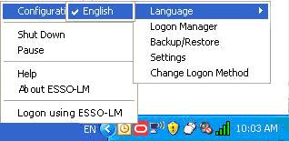 ESSO-LM User s Guide Language Settings The ESSO-LM Agent can run in many different languages, depending on which version you are running and which language packs are installed.