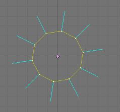 4: DupliVerts kruh sa renderovať nebudú, takže výsledok bude vyzerať tak, ako môžete vidieť na obrázku č. 12.5. Keď sa kruh pokúsite škálovať, stromky sa budú zväčšovať a zmenšovať spolu s ním.
