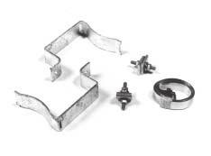 Product Descriptions, Part Numbers and Photographs FOSC-ACC-AERIAL-CLAMPS Kit has offset brackets to mount A, B, or D closures to an aerial strand.