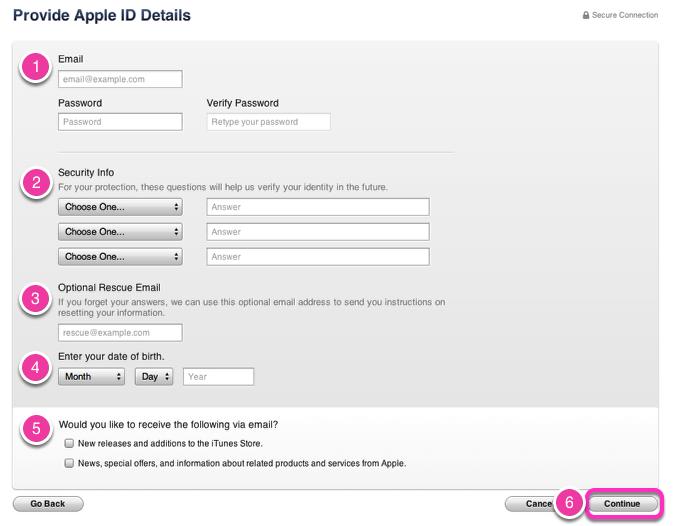 place. Apple REQUIRES you to know the answers to these security quesions in order to make changes to your account. 3. Enter YOUR personal email address in the Optional Rescue Email.