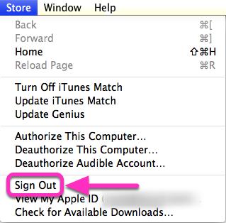2. Sign out of itunes Store.