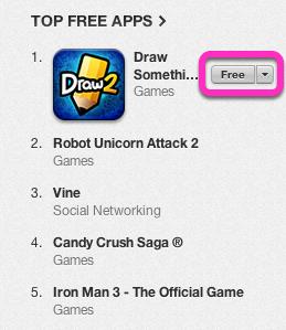 Select any app by clicking on it. In the example above, Draw Something is the free app.