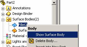 Tutorial 2A To Trim surfaces and form a joined surface:- Show Fillet2 on the