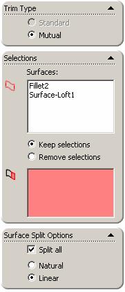 Select surfaces Fillet2 & Surface- Loft1 Fillet2 Surface-Loft1 Select Keep