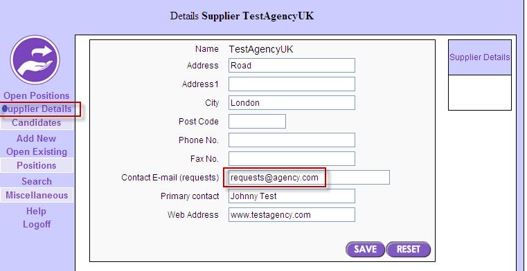 2. YOUR SUPPLIER DETAILS Start by clicking Supplier Details in the left side menu to update your company s contact details. Remember to SAVE.