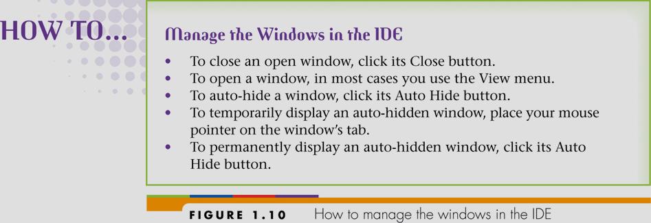 Managing the Windows in the IDE Microsoft