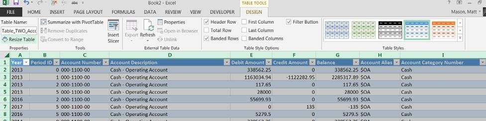 To create Cash Balance Excel Report Open Account Summary Report from GP Screen: Financial Excel Reports (from Navigation List). Find AccountSummary. Double click to open. Click Enable if prompted.