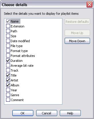 Using Total Recorder 201 2. Select which columns you want to be displayed in the Playlist Window. 3.