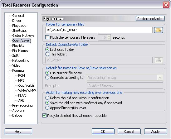 Installation and Configuration 3.2.6 45 Open/save Settings The dialog looks like this: Restore defaults Use this button to restore the default settings for this dialog.