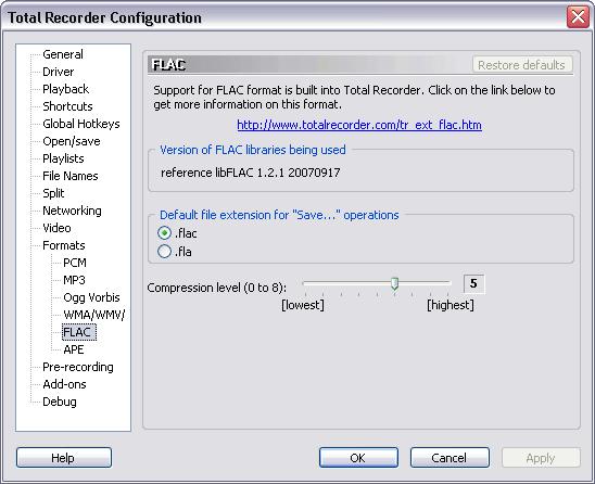 62 TotalRecorder On-line Help Restore defaults Use this button to restore the default settings for this dialog. This button is disabled if the current dialog settings are the defaults.