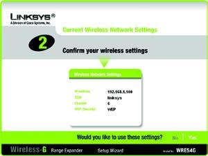 4. The Setup Wizard will run a search for your wireless network. If found, you will be asked to confirm the settings. If the settings are correct, click Continue and proceed to step 7.