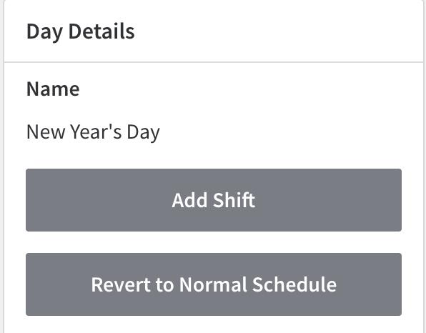 Special Days To delete a special day or remove a closed date range. Got to special days and click on the selected day in the list. Select open from the tab for a closed date range or closed day.