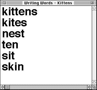 I Can Write Kittens Sample Files Skills Tracking left to right Letter and word recognition Building w ords from a set of letters Building simple sentences Building complex sentences Singular and