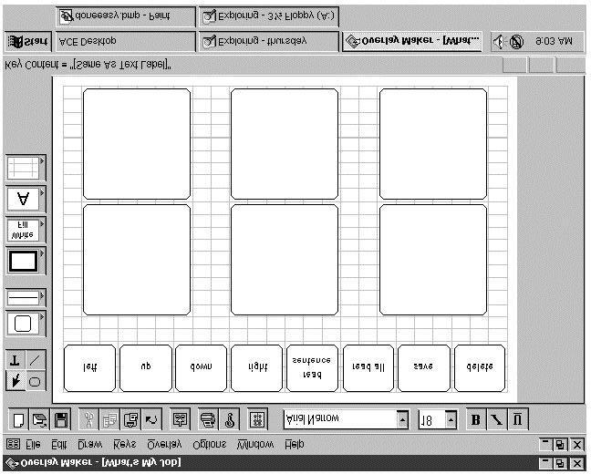 3. Adding Text Labels to Keys To type on a key choose the Text Tool. Using the model to the right, type the Text Labels for the eight keys at the top of the overlay.