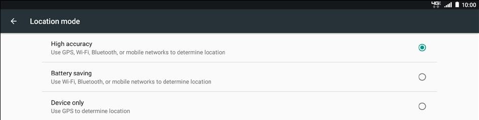 Location, Security, and Backup Location You can select how your tablet determines its location. Configure Location Mode and View Related Information 1.