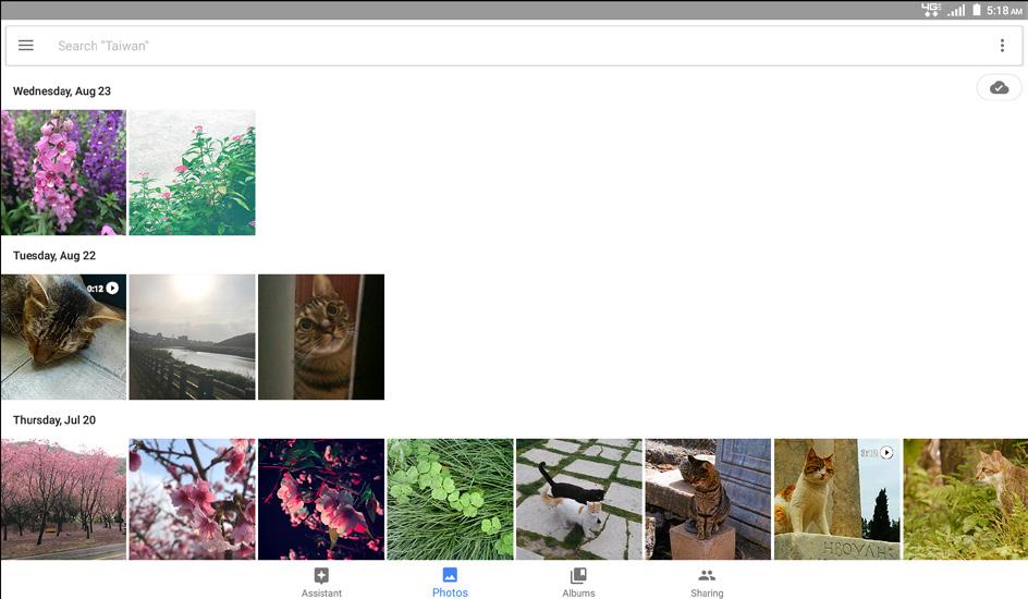 Google Photos Tabs The images in Google Photos are organized by the individual photos under Photos tab or by albums under Albums tab. NOTE: Tap the Assistant tab to get help on using Google Photos. 1.
