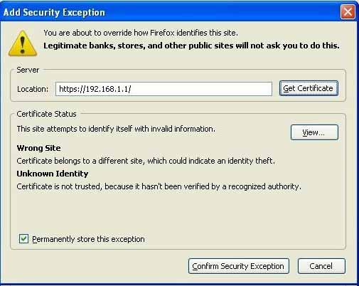 3. Configuring the G.DUO 3. Click on Get Certificate. Then, please enter G.DUO s IP address. Finally, please click on Confirm Security Exception. 3 4 