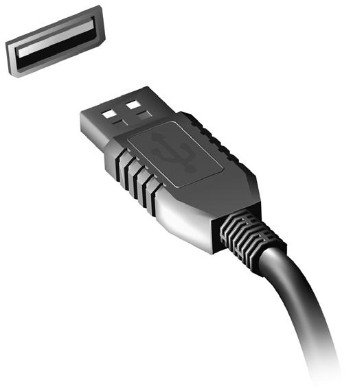 56 - Universal Serial Bus (USB) UNIVERSAL SERIAL BUS (USB) The USB port is a high-speed port which allows you to connect USB peripherals, such as a mouse, an external keyboard, additional storage