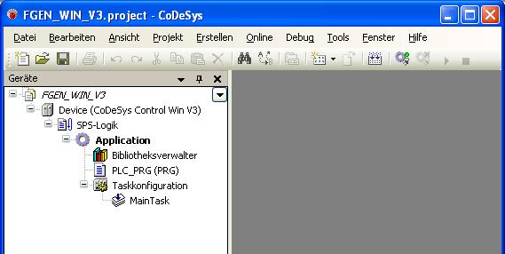 Figure 10-4: Selection of CODESYS Control Win V3 4 The new project is created.