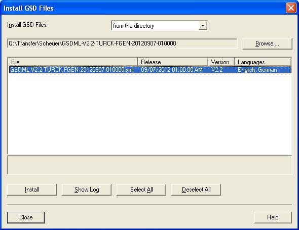 config", open the "Options Install GSD file" command in order to install new GSD-files.