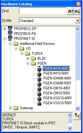 Application example The FGEN-stations can now be found under "PROFINET IO