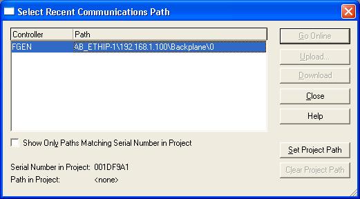 3 If an error message is generated, warning, that the communication path can not be found, please open the "Path" menu (see Figure