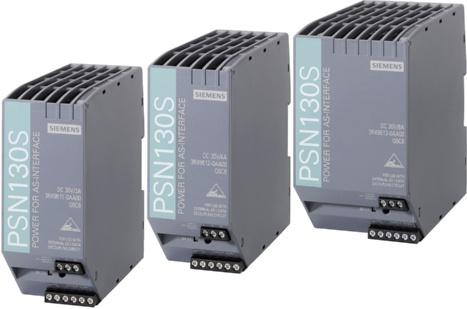 Power supplies for AS interface 1-phase, 30 V DC (without data decoupling) Overview Application PSN130S 30 V power supply units for 3 A, 4 A and 8 A The PSN130S 30 V power supplies feed 30 V DC into