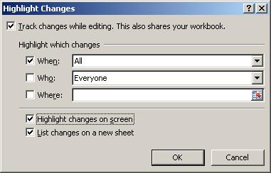 If you click Sharing with track changes and then click [OK], change tracking for the shared workbook is protected so no one in your workgroup can turn it off directly.